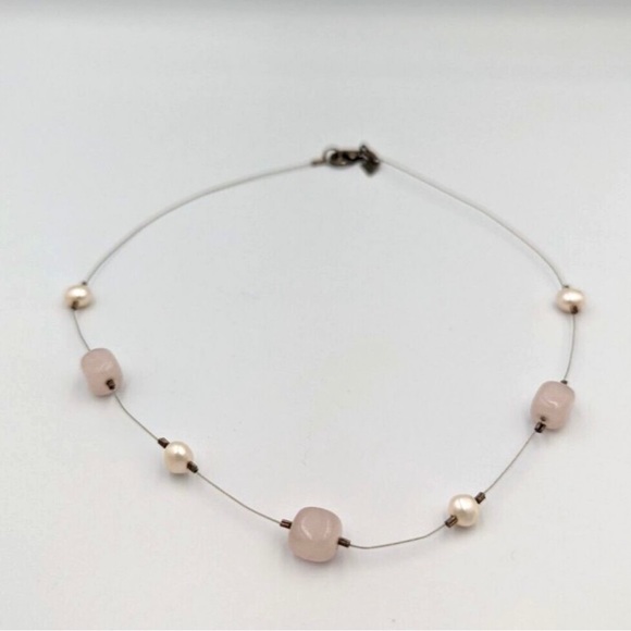 Silpada Vintage Sterling *Rose Quartz & Pearl Necklace - Picture 7 of 8